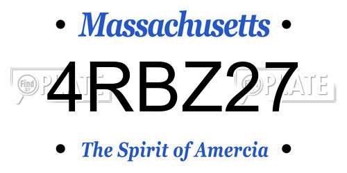 4RBZ27 Massachusetts License Plate
