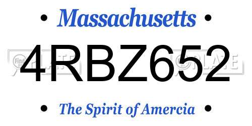 4RBZ652 Massachusetts License Plate