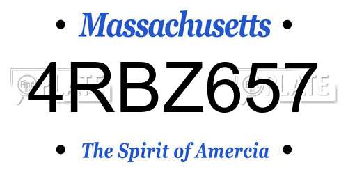 4RBZ657 Massachusetts License Plate