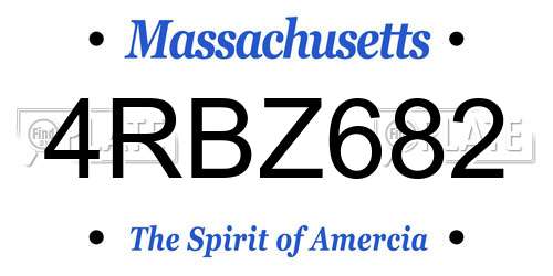 4RBZ682 Massachusetts License Plate