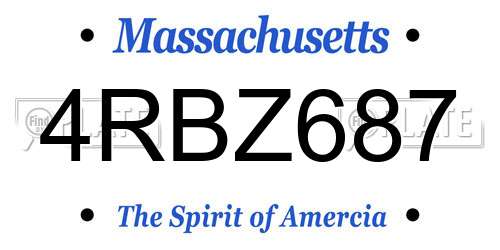4RBZ687 Massachusetts License Plate
