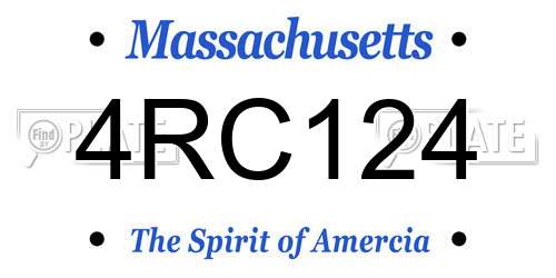 4RC124 Massachusetts License Plate
