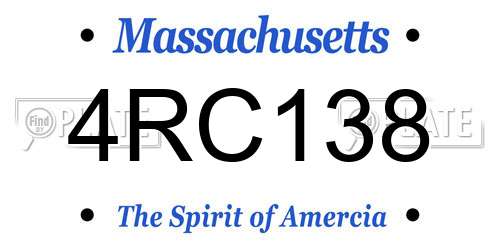 4RC138 Massachusetts License Plate
