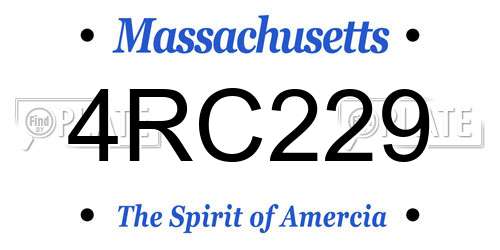 4RC229 Massachusetts License Plate