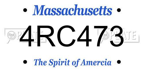 4RC473 Massachusetts License Plate