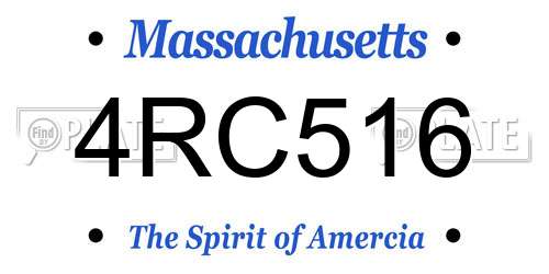 4RC516 Massachusetts License Plate