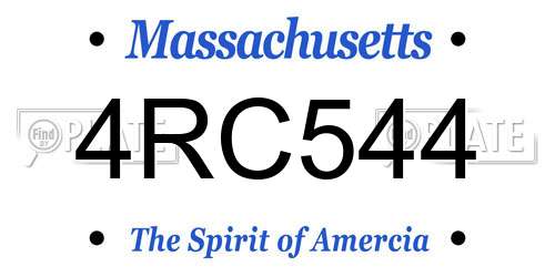 4RC544 Massachusetts License Plate