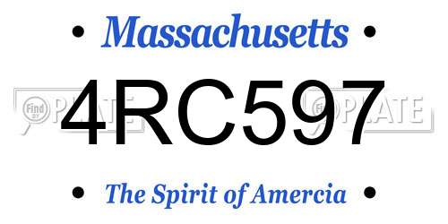 4RC597 Massachusetts License Plate