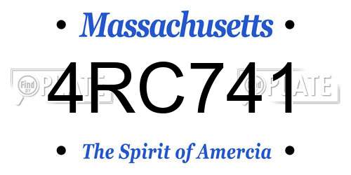 4RC741 Massachusetts License Plate