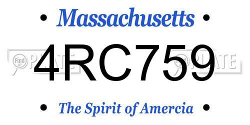 4RC759 Massachusetts License Plate