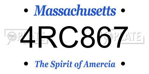 4RC867 Massachusetts License Plate