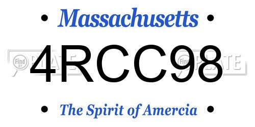 4RCC98 Massachusetts License Plate