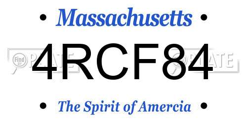4RCF84 Massachusetts License Plate