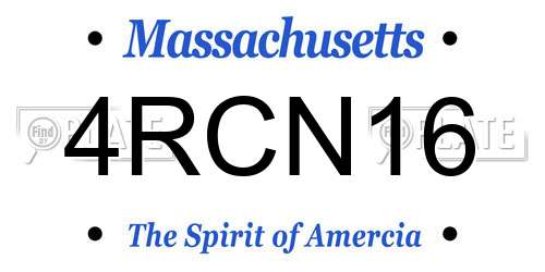 4RCN16 Massachusetts License Plate