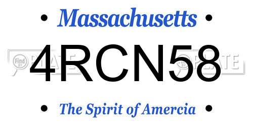 4RCN58 Massachusetts License Plate