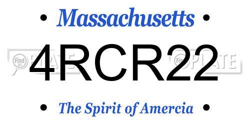 4RCR22 Massachusetts License Plate