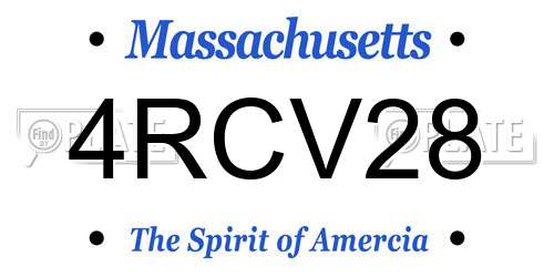 4RCV28 Massachusetts License Plate