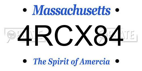 4RCX84 Massachusetts License Plate