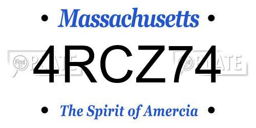 4RCZ74 Massachusetts License Plate