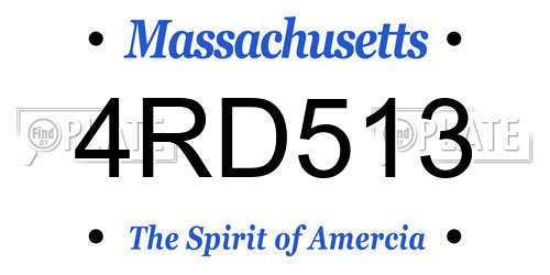 4RD513 Massachusetts License Plate
