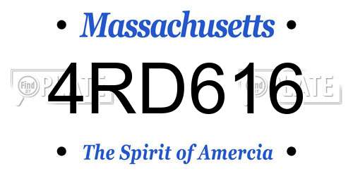 4RD616 Massachusetts License Plate