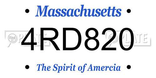 4RD820 Massachusetts License Plate