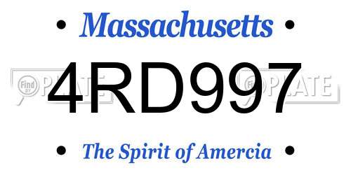 4RD997 Massachusetts License Plate