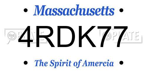 4RDK77 Massachusetts License Plate