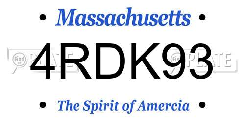 4RDK93 Massachusetts License Plate