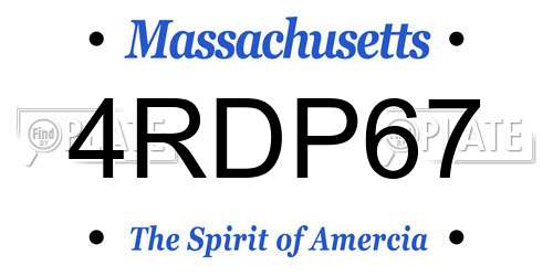 4RDP67 Massachusetts License Plate