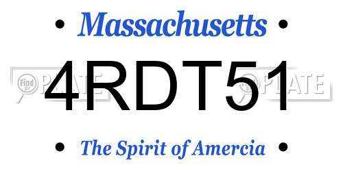 4RDT51 Massachusetts License Plate