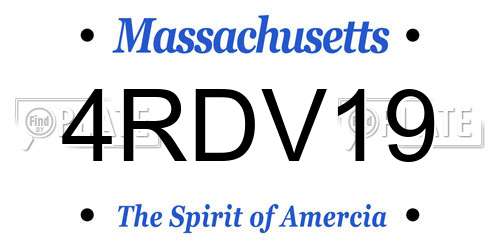 4RDV19 Massachusetts License Plate