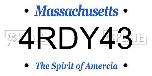 4RDY43 Massachusetts License Plate