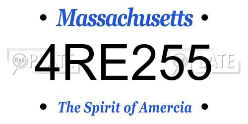 4RE255 Massachusetts License Plate