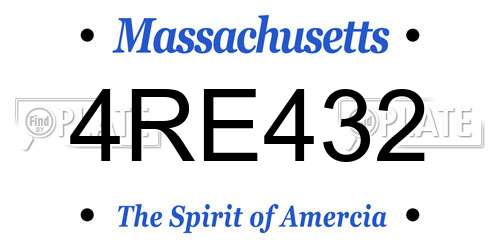 4RE432 Massachusetts License Plate