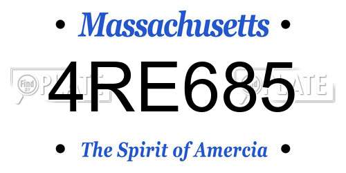 4RE685 Massachusetts License Plate