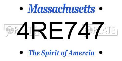 4RE747 Massachusetts License Plate