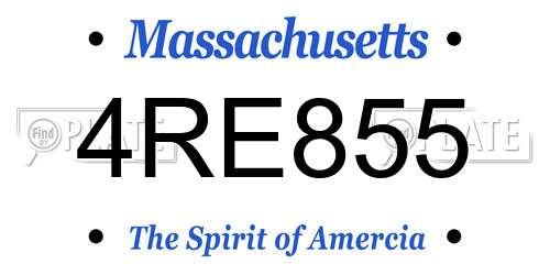 4RE855 Massachusetts License Plate