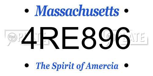 4RE896 Massachusetts License Plate