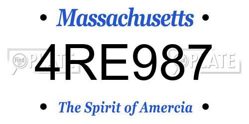4RE987 Massachusetts License Plate
