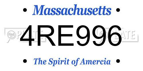 4RE996 Massachusetts License Plate