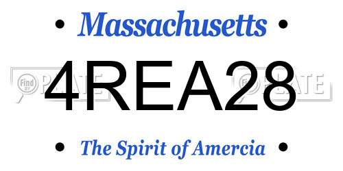 4REA28 Massachusetts License Plate