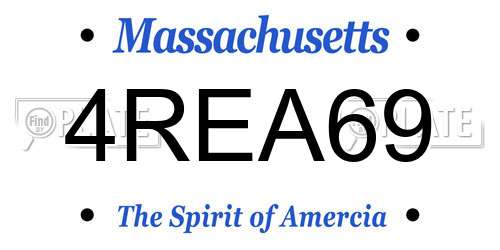 4REA69 Massachusetts License Plate