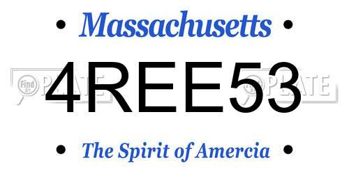 4REE53 Massachusetts License Plate