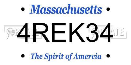4REK34 Massachusetts License Plate