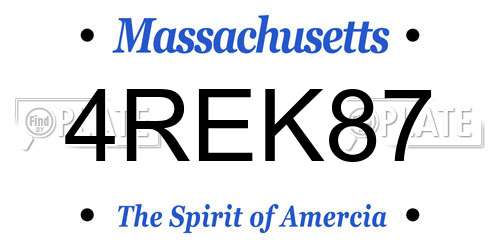 4REK87 Massachusetts License Plate