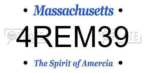 4REM39 Massachusetts License Plate