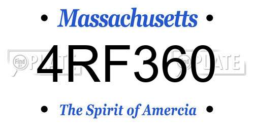 4RF360 Massachusetts License Plate
