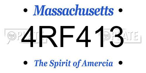 4RF413 Massachusetts License Plate