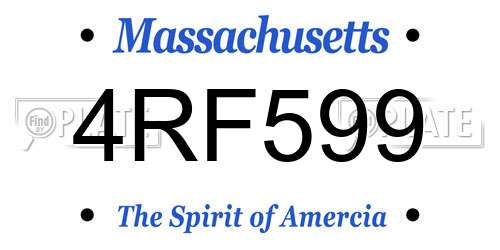 4RF599 Massachusetts License Plate